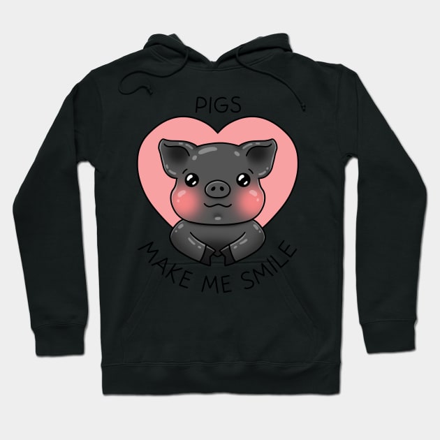 Pigs make me smile - Funny pig Hoodie by Nikamii